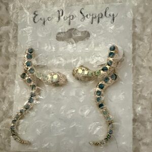 Eye Pop Supply Blue and Gold Snake Earrings